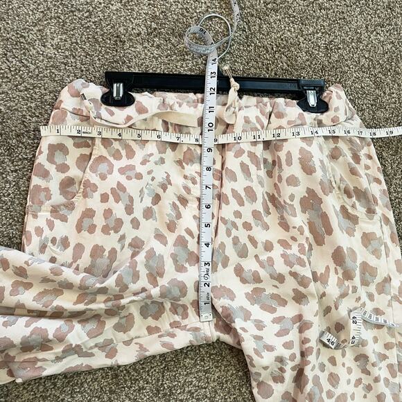 Porter Collective Pink Leopard Print Drawstring Pants Medium - Picture 5 of 6